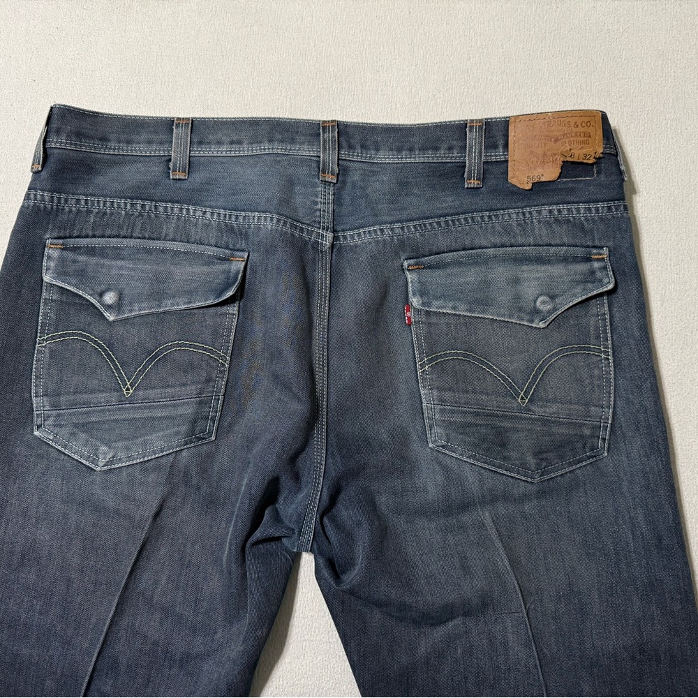 Levis 569 Jeans Mens 40x33 Blue Loose Straight Denim Button Flap‎ Pockets